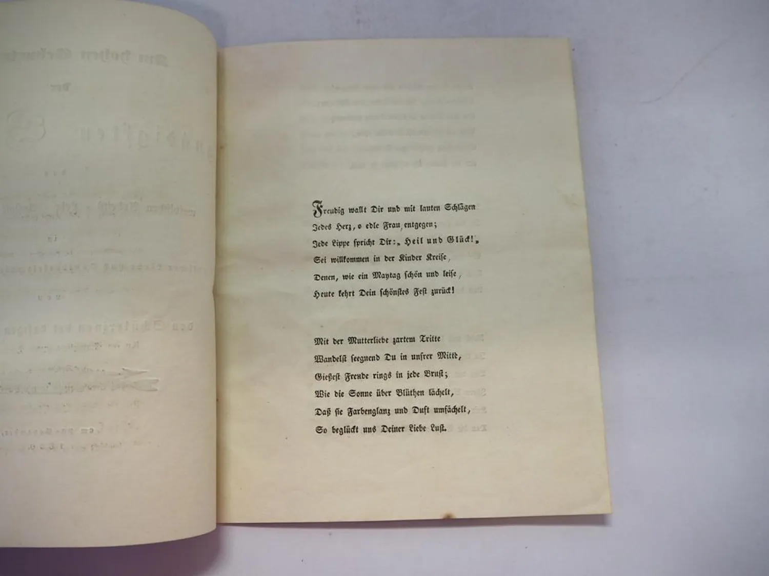 Dankesschrift Schülerinnen der Strickschule Michelstadt 1830 an Sophie zu Erbach