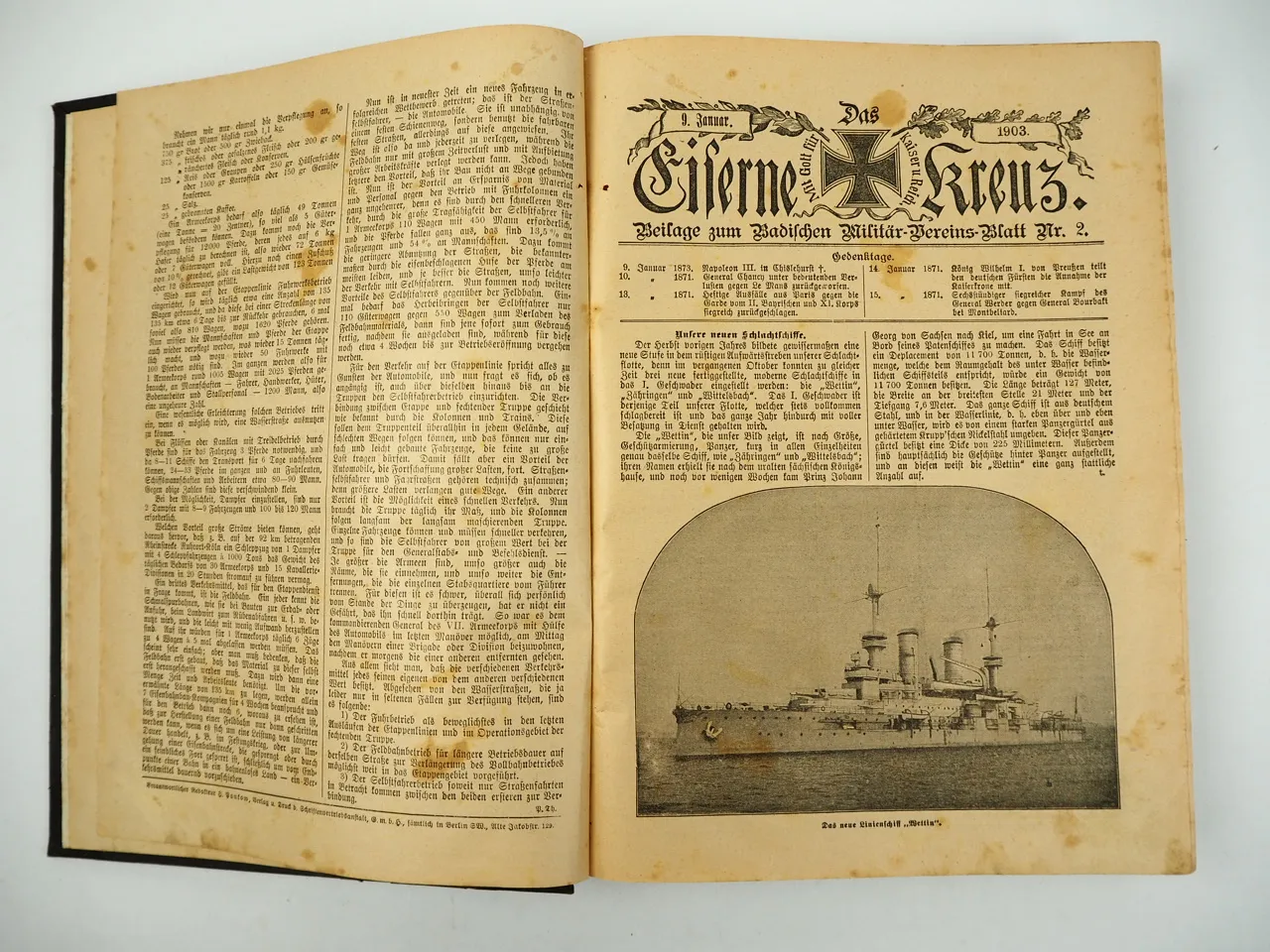 Das eiserne Kreuz 1903 - 1906 gebunden Beilage zum Badischen Militär Blatt