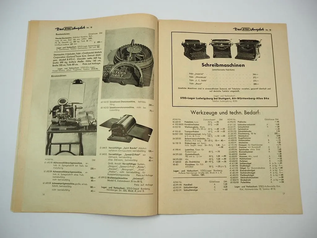 Das STEG Angebot Nr. 18 Zeitschrift Katalog Stuttgart 1950
