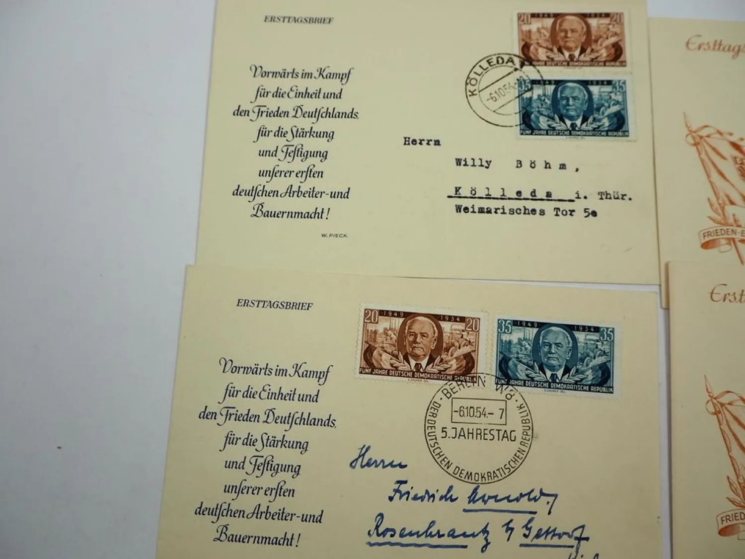 DDR 12x Briefe Ersttagsbriefe Einschreiben mit Briefmarken 1954