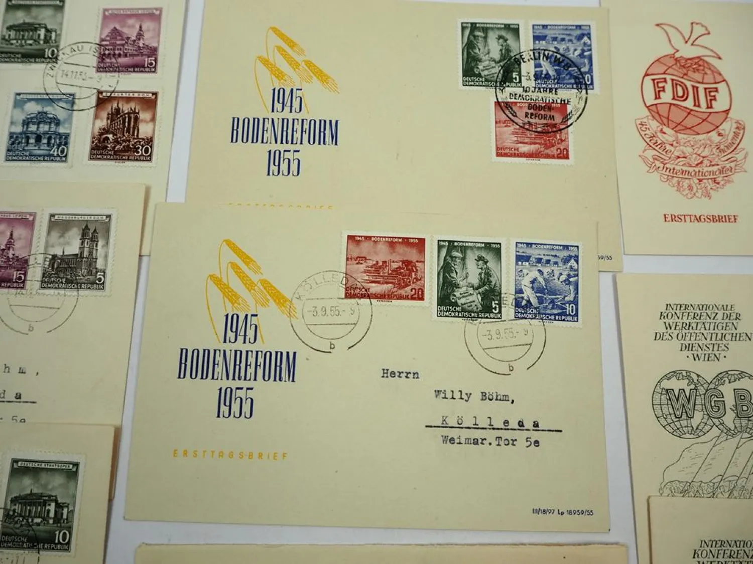 DDR 19x Briefe Ersttagsbriefe Einschreiben mit Briefmarken 1955