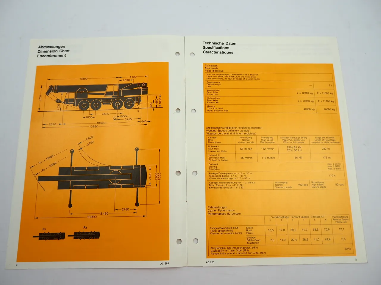 Demag Mannesmann AC 265 Geländekran Prospekt Technische Daten