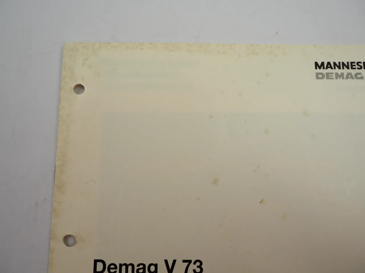 Demag Mannesmann V73 Industriehofkran Prospekt Technische Daten 1991