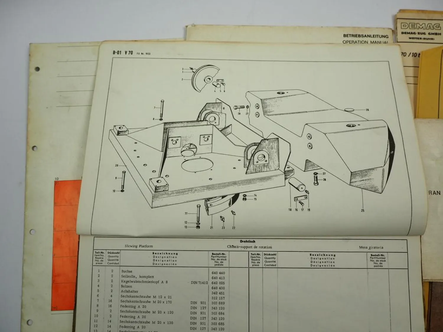Demag V70 Mobilkran Betriebsanleitung Ersatzteilliste Schaltplan ca. 1969/70