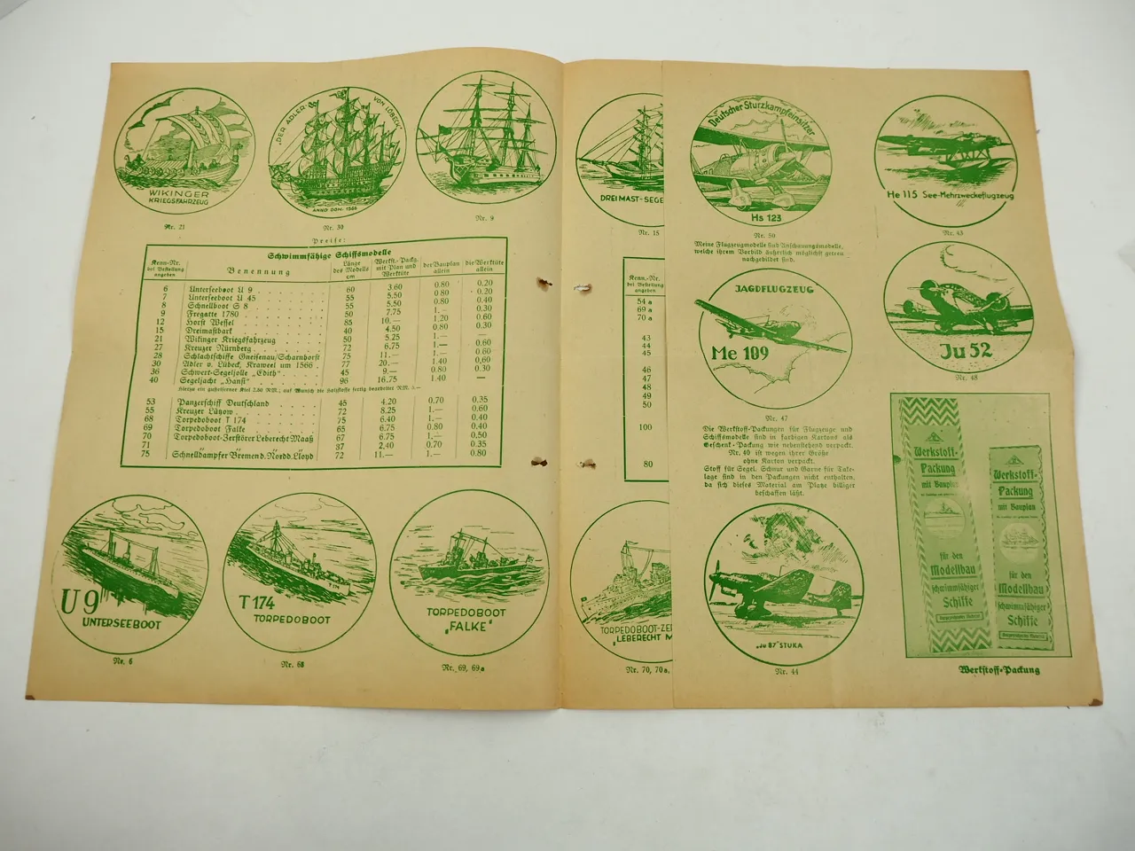 Der kleine Baumeister Modellbau Pläne Schiffe Flugzeuge Liste 1941/42