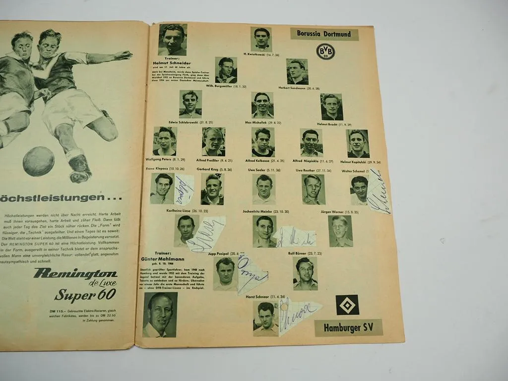 Deutsche Fussball Meisterschaft 1957 Zeitschrift Bahr Autogramme Hamburger SV