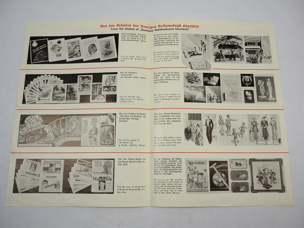Deutsche Reklamekunst Churfürst Berlin Werbe Graphik Prospekt ca 1930/40er Jahre