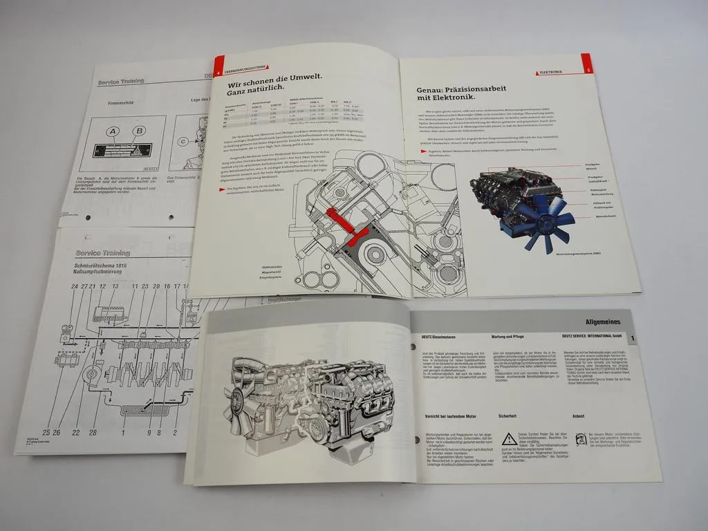 Deutz 1015 BF6M BF8M Motor Betriebsanleitung Service Training Prospekt 1995