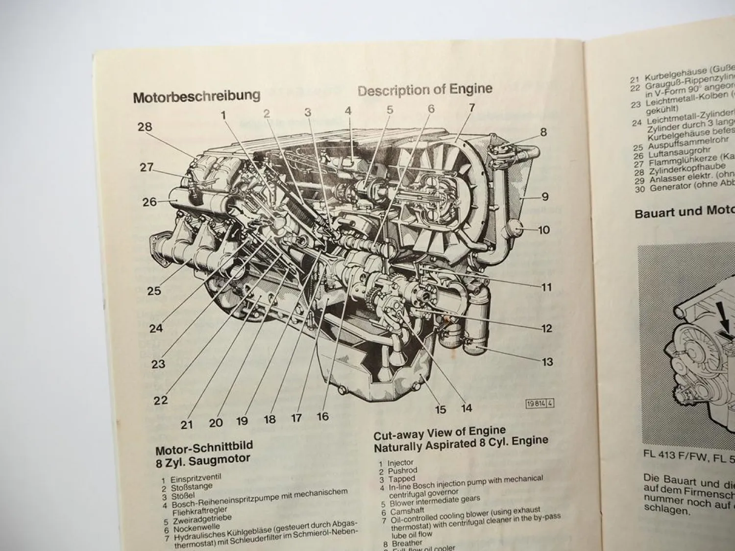Deutz B F6L - F12L 413 F FW FL 513 513C Motor Betriebsanleitung 1985