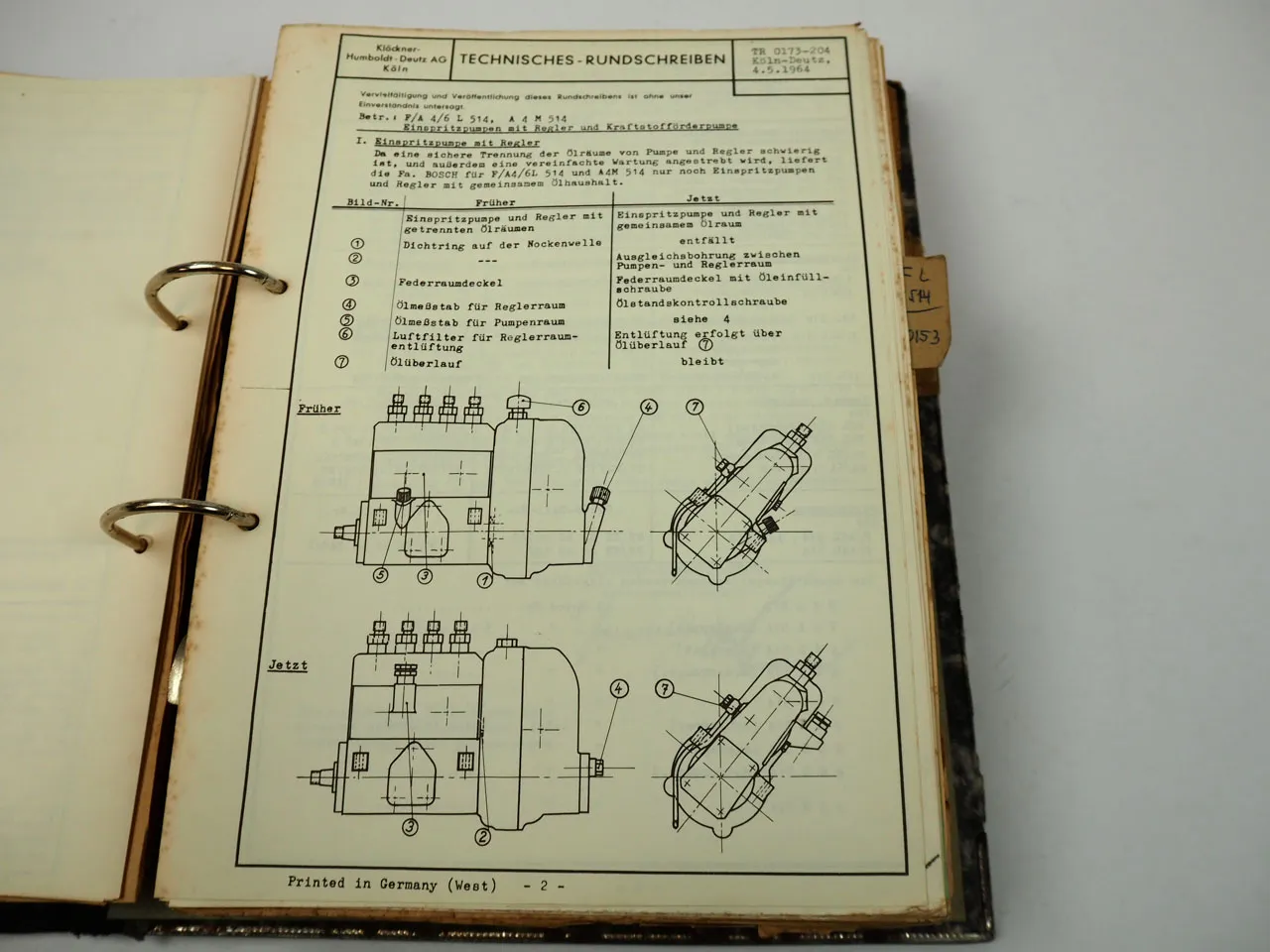 Deutz BAM AM 517 617 FL AL 310 613 514 614 617 712 714 Technische Mitteilungen