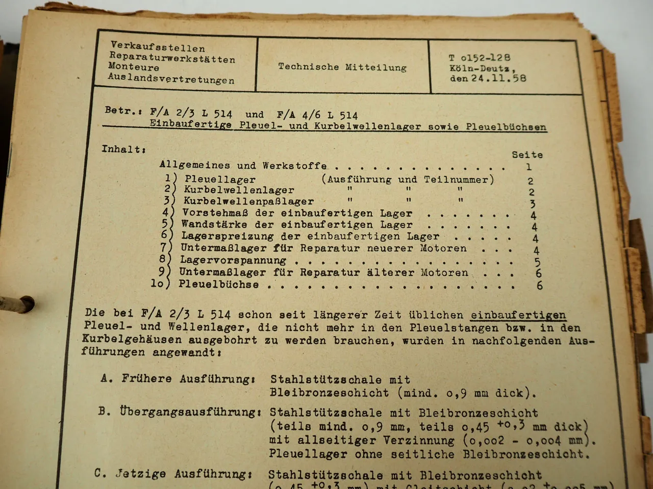 Deutz BAM AM 517 617 FL AL 310 613 514 614 617 712 714 Technische Mitteilungen