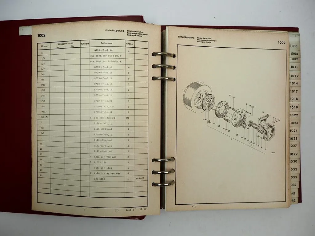 Deutz D 2506 Schlepper Ersatzteilliste Teilenummernliste 1968 - 1969 TN1001-1