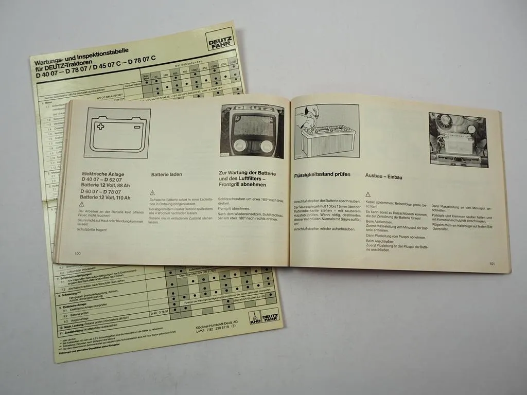 Deutz D 4007 bis 7807 Traktor Betriebsanleitung Bedienungsanleitung 1982