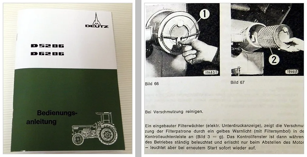 Deutz D 5206 6206 Traktor Betriebsanleitung 1976