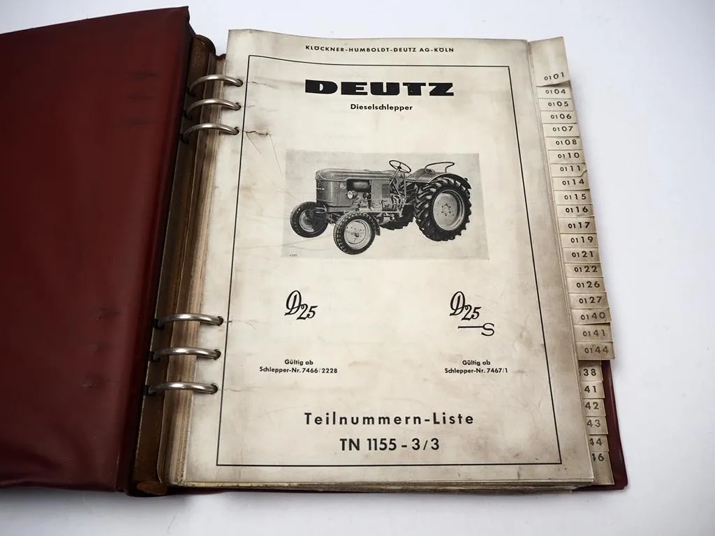 Deutz D25 D25S Schlepper Ersatzteilliste Teilenummernliste 1960 - 62 TN1155-3/3
