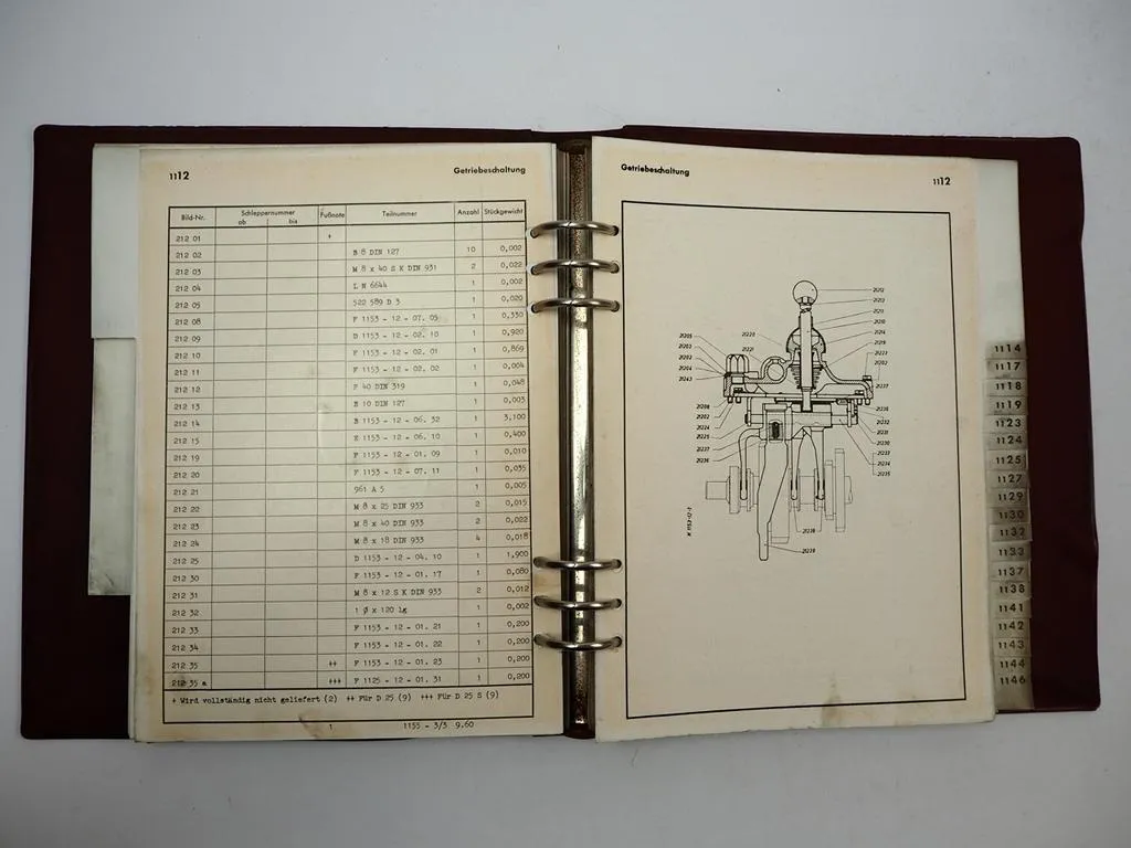 Deutz D25 D25S Schlepper Ersatzteilliste Teilenummernliste 1960 - 62 TN1155-3/3
