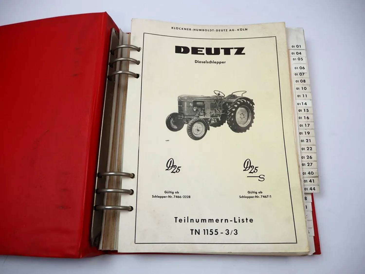 Deutz D25 D25S Schlepper Ersatzteilliste Teilenummernliste 1960 - 67 TN1155-3/3