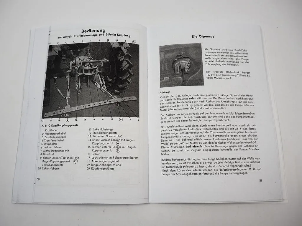 Deutz D30 D30S Betriebsanleitung Bedienungsanleitung Wartung 1961