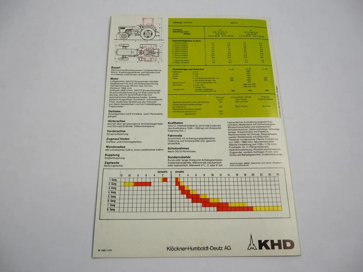 Deutz D3006 Traktor Prospekt mit Technischen Daten Poster 1970er Jahre