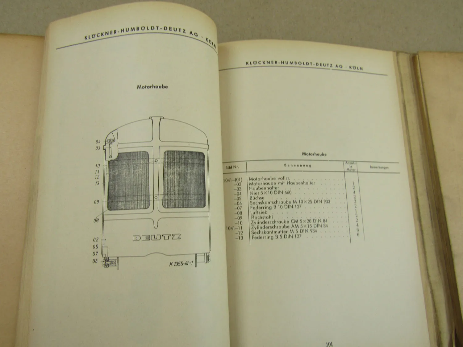 Deutz D40 Radschlepper mit alter Haube Ersatzteilliste ca 1957