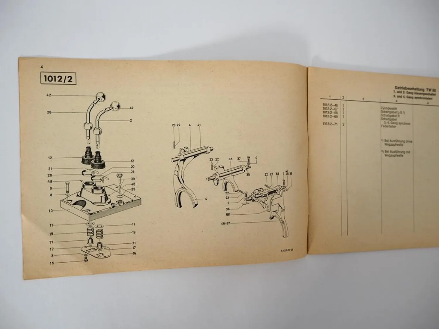 Deutz D5006 Schlepper Getriebe TW50 Ersatzteilliste Ergänzung 1969