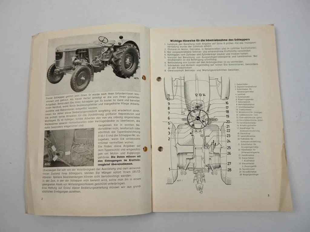 Deutz D50S D50.1S Schlepper Bedienungsanleitung Betriebsanleitung 1962