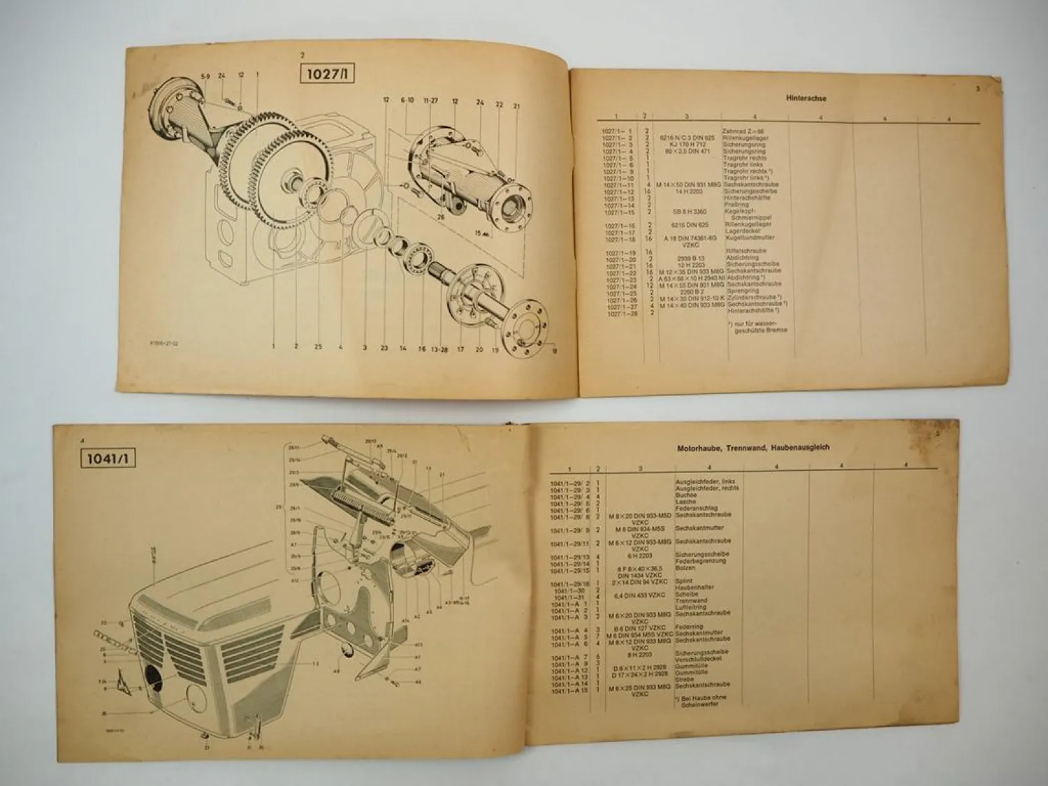 Deutz D6006 Schlepper Duo-Zapfwelle TW55.1 Ersatzteilliste Ergänzung 1968/69