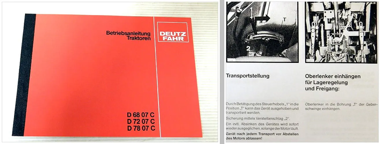 Deutz D6807C D7207C D7807C Betriebsanleitung Bedienung Wartung Schaltplan 1981