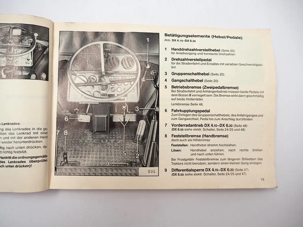 Deutz DX 4.10 4.30 4.50 4.70 6.10 6.30 6.50 Traktor Betriebsanleitung 1986