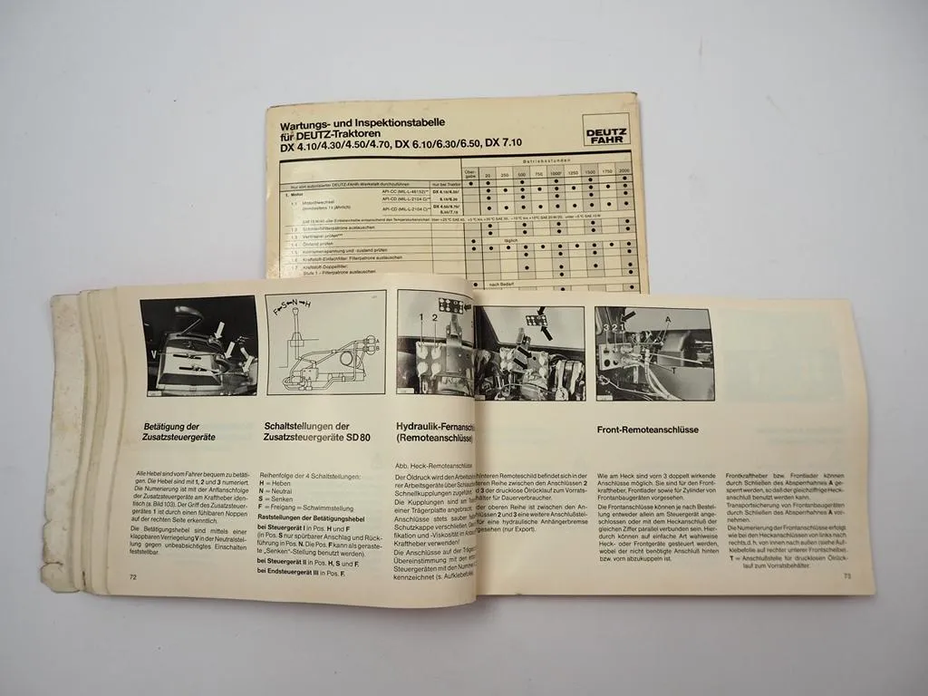 Deutz DX 4.10 4.30 4.50 4.70 6.10 6.30 6.50 Traktor Betriebsanleitung 1986