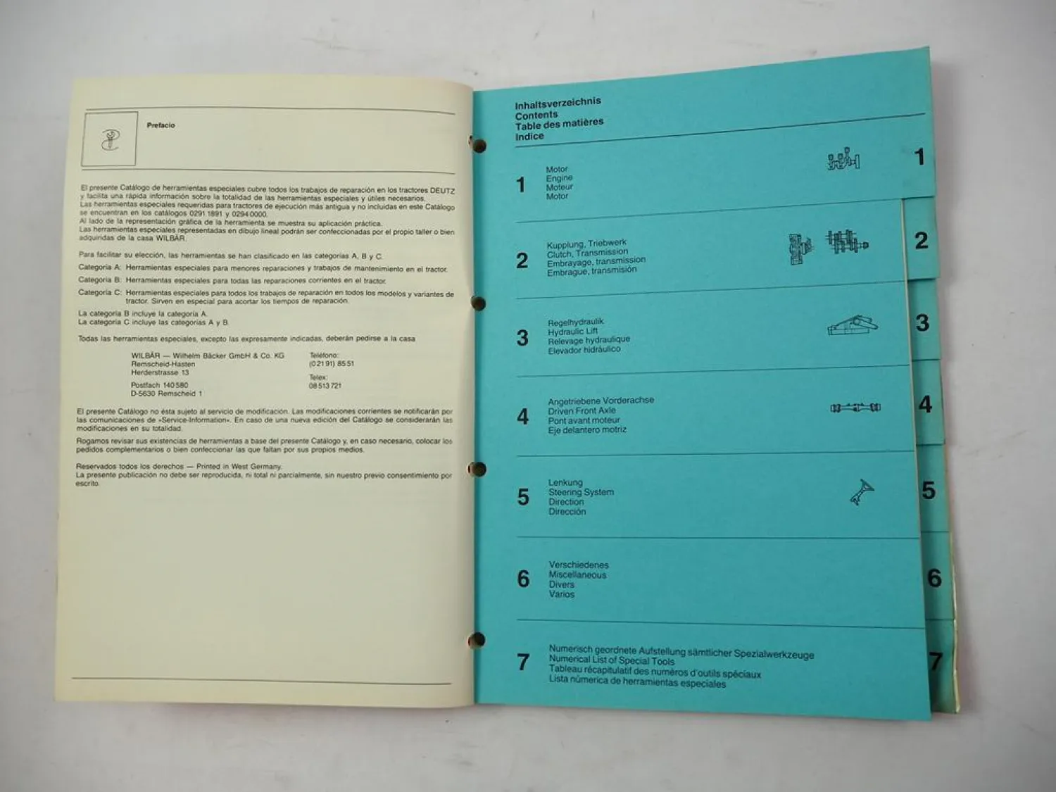 Deutz DX Intrac 06 07 Schlepper Spezialwerkzeug Katalog Special Tools 1986
