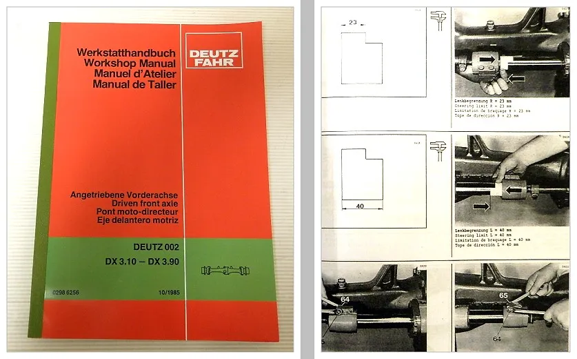 Deutz DX3.10 3.30 3.50 3.70 3.900 Werkstatthandbuch angetrieb. Vorderachsen 1985