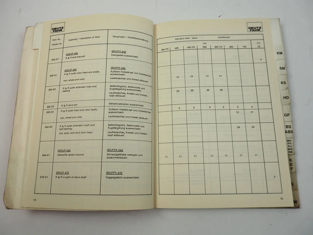 Deutz Erntemaschinen Arbeitswerte 1982 Reparaturarbeiten Pressen Mäher Heuer