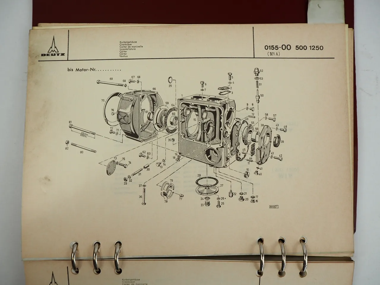 Deutz F2L 812 Motor für D25.2 D30 Ersatzteilliste Teilenummern 1973 TN0155-42