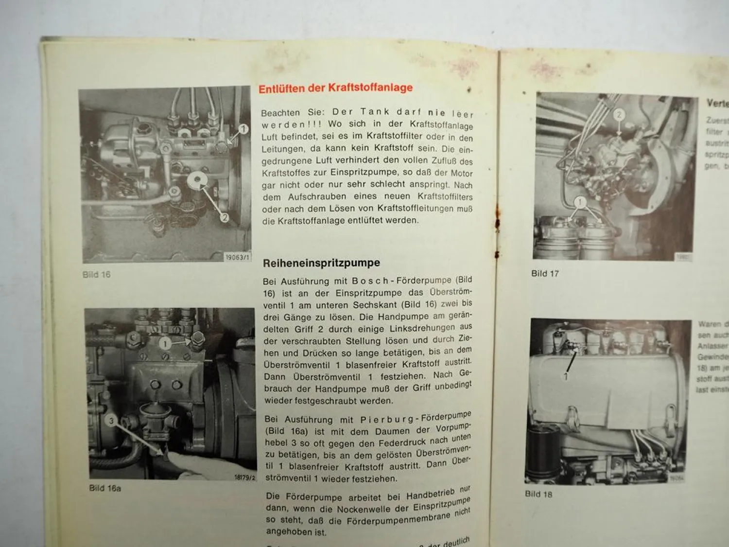 Deutz F3L F4L F6L 911 912 Motor Betriebsanleitung Original ca. 1970