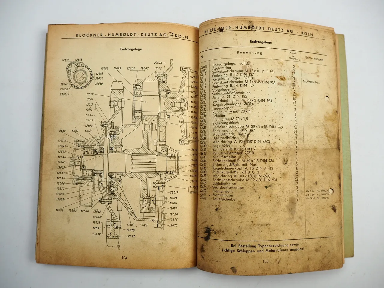 Deutz F4L 514 Raupenschlepper 60 PS Ersatzteilliste 1950er Jahre