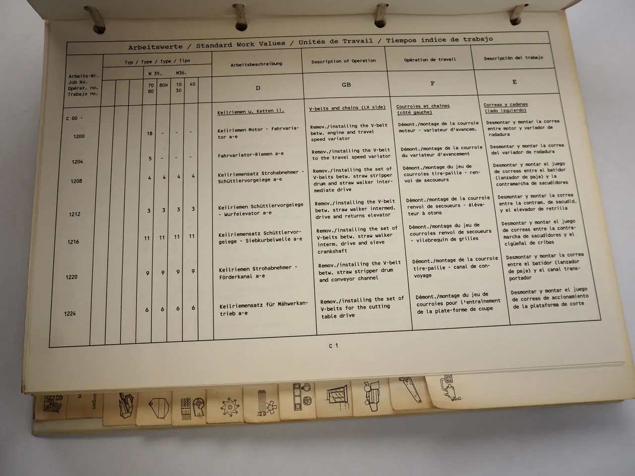 Deutz Fahr 35.70 35.80 36.10 36.30 36.40 Arbeitswerte Standard Work Value 1990