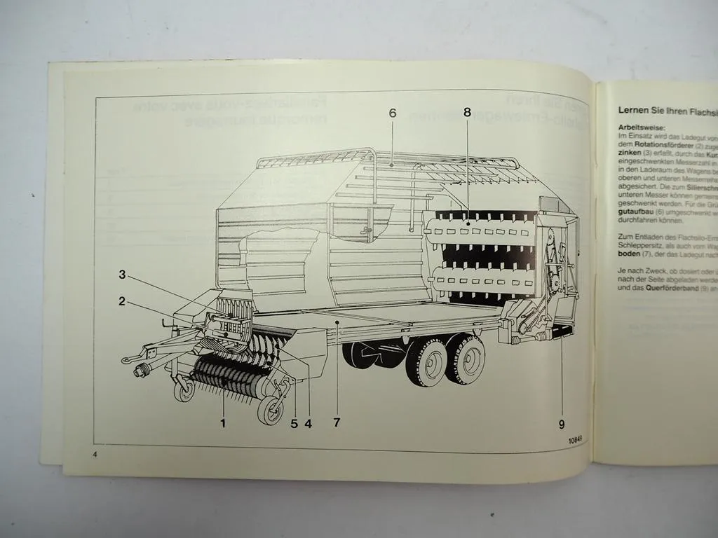 Deutz Fahr F550 F570 Flachsilo Erntewagen Betriebsanleitung 1984