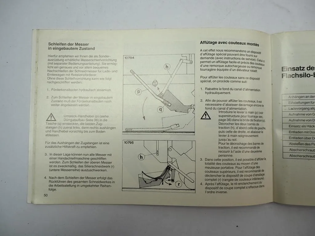 Deutz Fahr F550 F570 Flachsilo Erntewagen Betriebsanleitung 1984