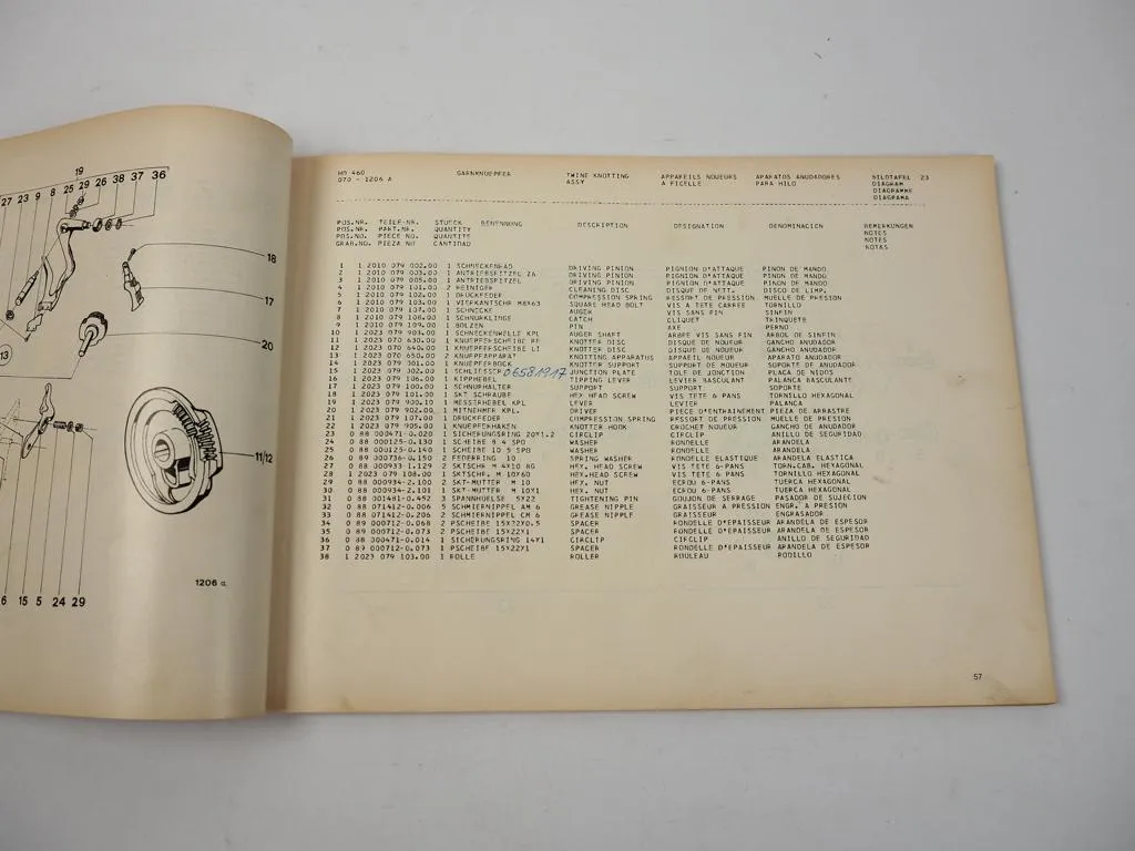 Deutz Fahr HD 460 Hochdruckpresse Ersatzteilliste Spare Parts List 1979