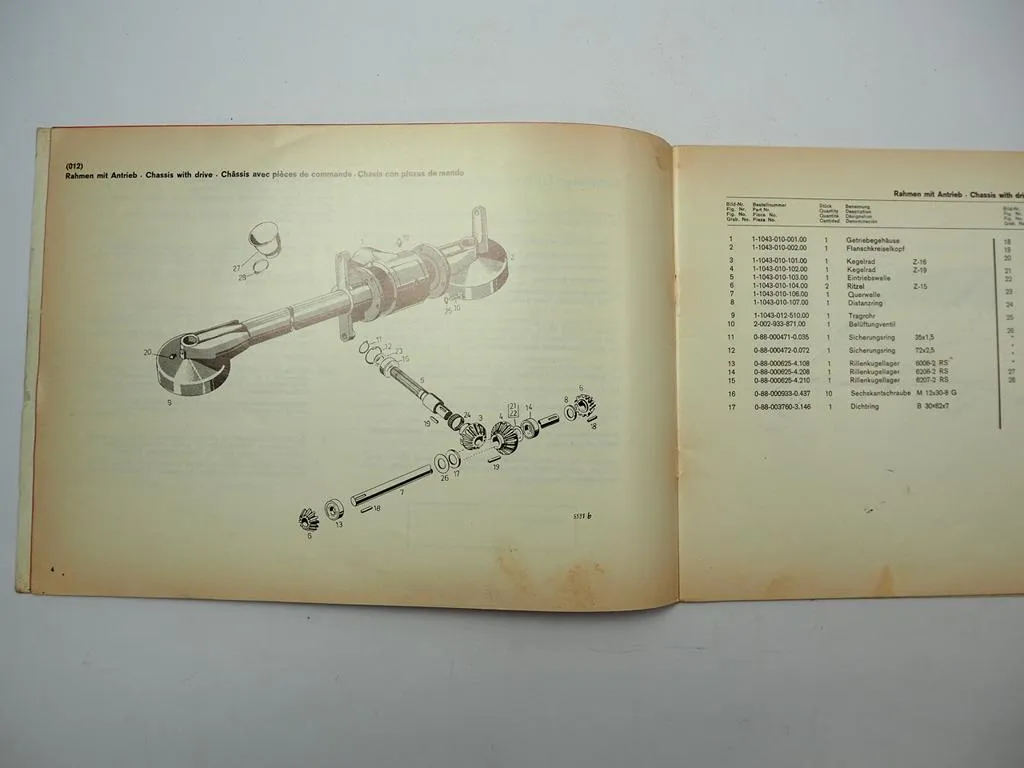 Deutz Fahr KH22 KH22DN Kreiselheuer Ersatzteilliste Spare Parts List 1977