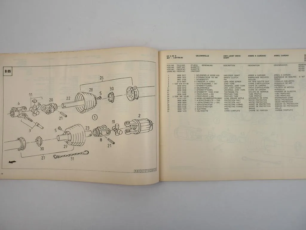 Deutz Fahr KH2.36 D DN Kreiselheuer Ersatzteilliste Spare Parts List 1986