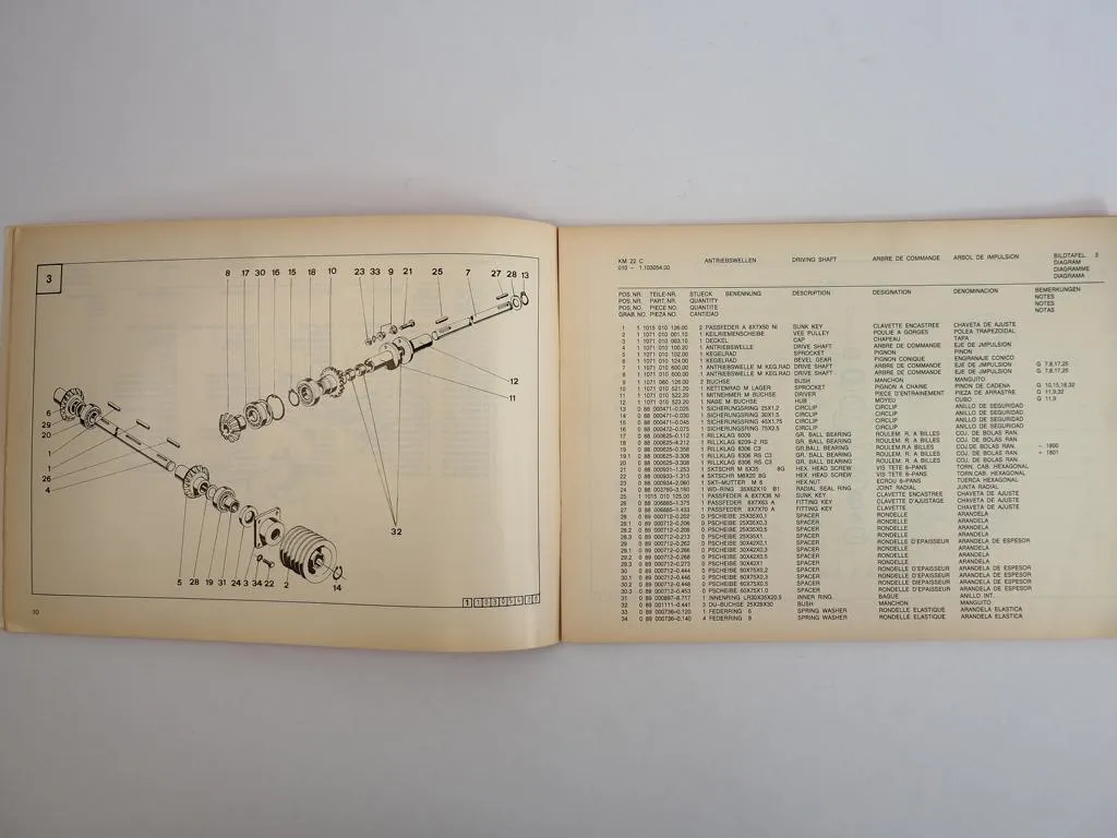 Deutz Fahr KM22C Kreiselmäher Ersatzteilliste Spare Parts List 1982