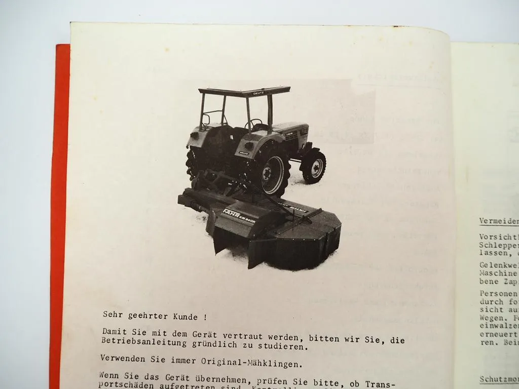 Deutz Fahr KM22CR KM24CR Kreiselmäher Betriebsanleitung Bedienung 1979