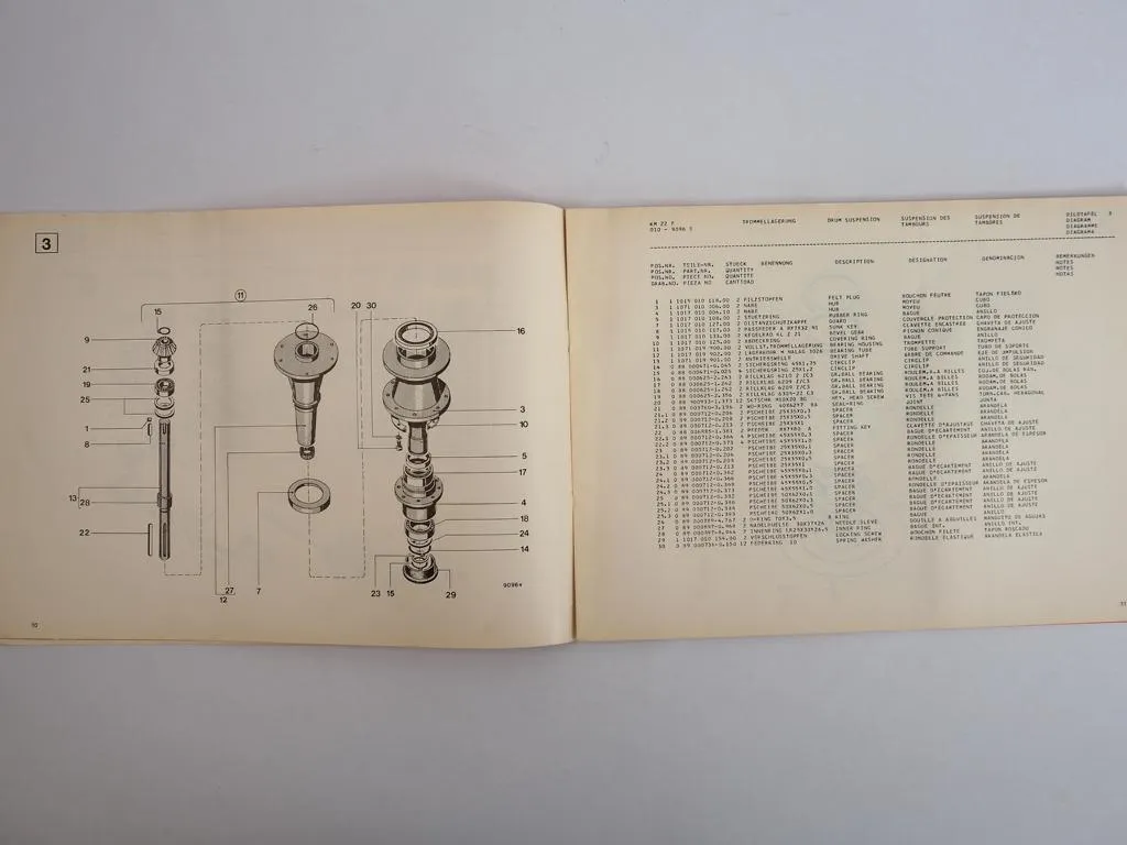 Deutz Fahr KM22F Kreiselmäher Ersatzteilliste Spare Parts List 1979