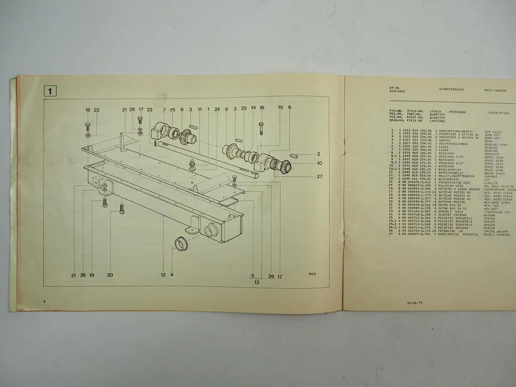 Deutz Fahr KM24 Kreiselmäher Ersatzteilliste Spare Parts List 1979