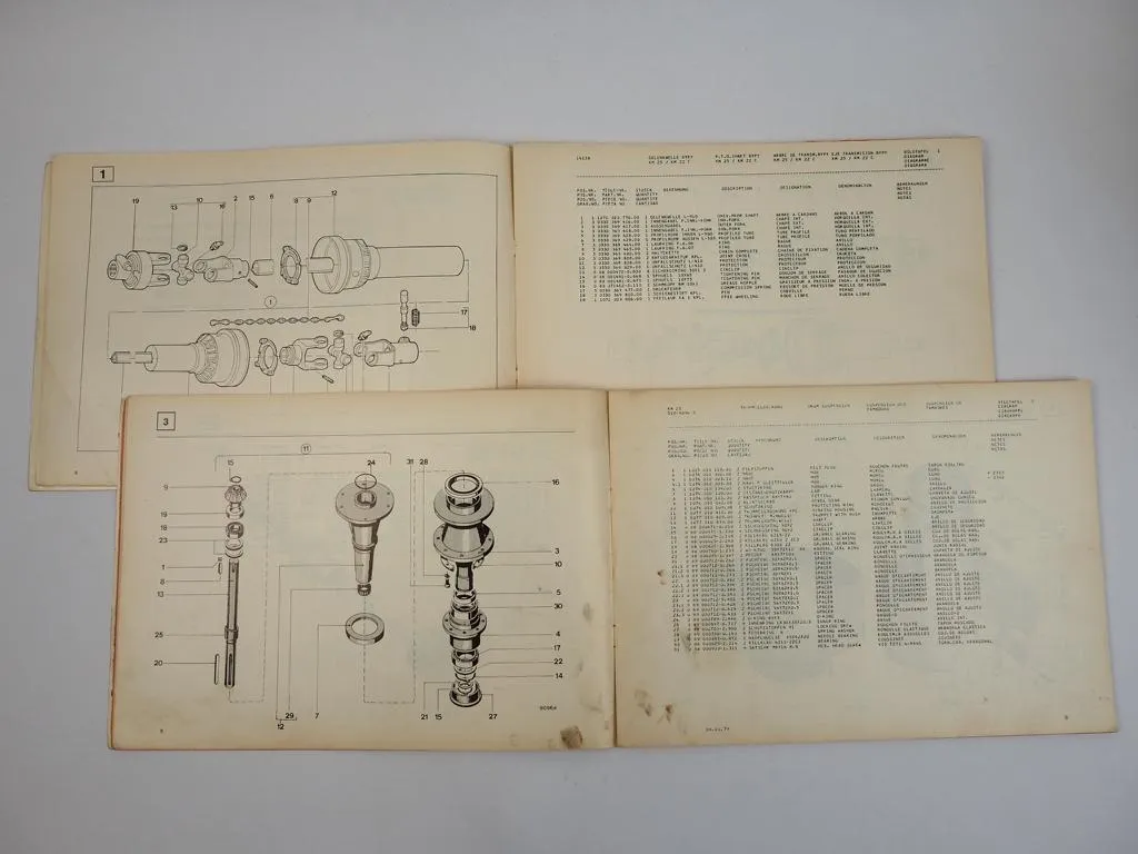 Deutz Fahr KM25 Kreiselmäher Gelenkwellen BYPY Ersatzteilliste 1979/80