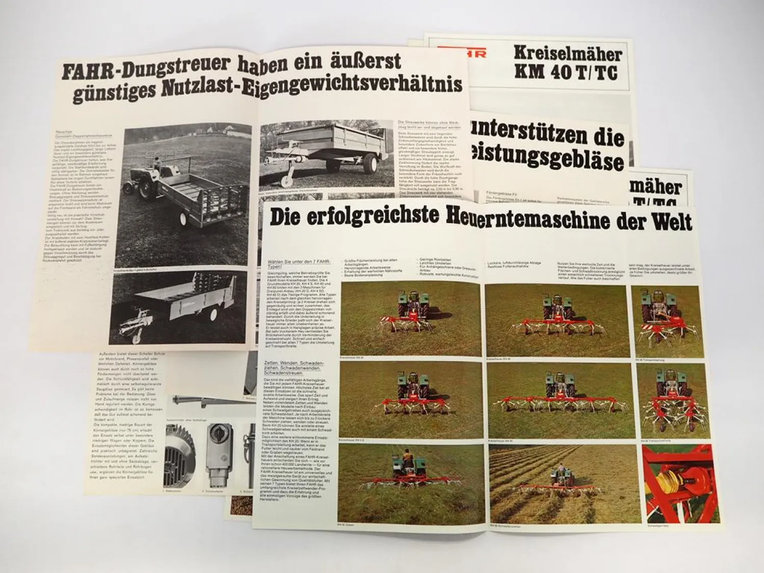 Deutz Fahr Kreiselmäher Kreiselheuer Presse Anbaugeräte 8x Prospekt 1970er Jahre