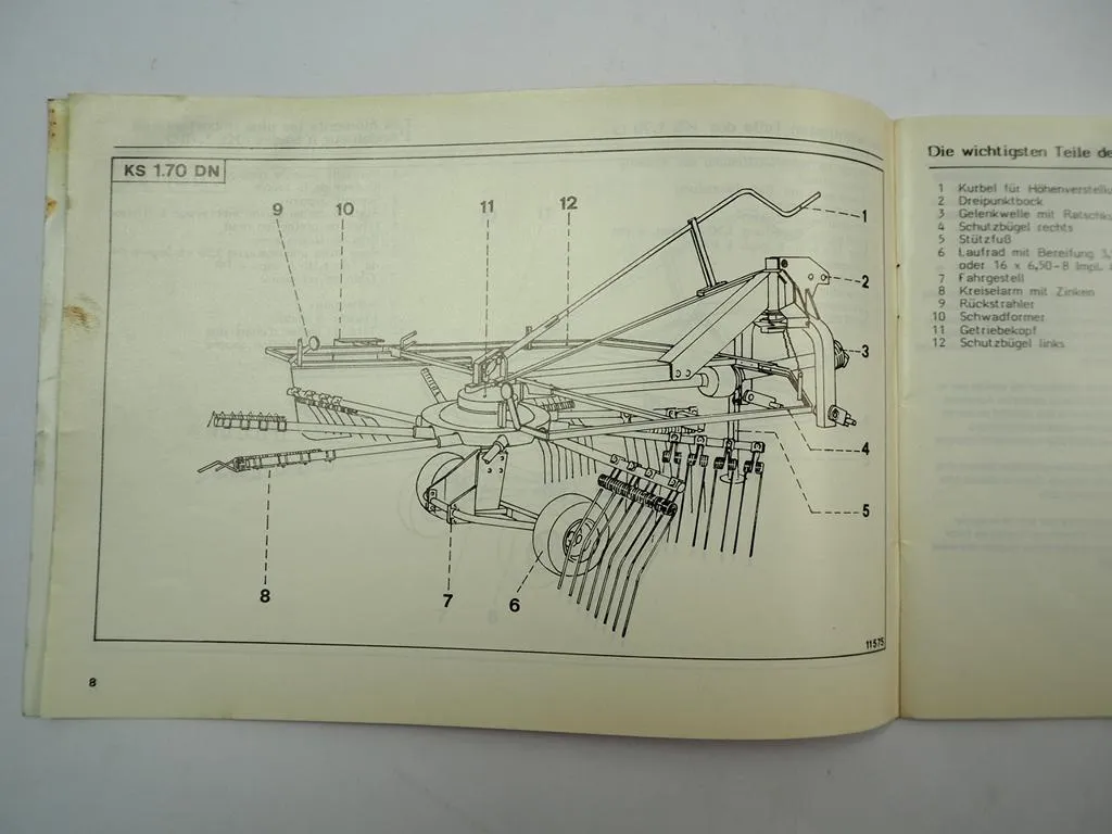 Deutz Fahr KS1.70 KS1.70D KS1.70DN Kreiselschwader Betriebsanleitung 1985