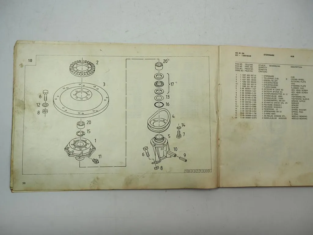 Deutz Fahr KS85 D DN DR Kreiselschwader Ersatzteilliste Spare Parts List 1983